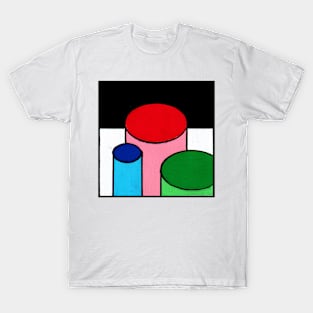 Blue Pink Green Geometric Abstract Acrylic Painting T-Shirt